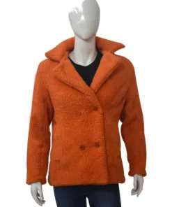 Kelly Reilly Yellowstone Orange Shearling Fur Coat
