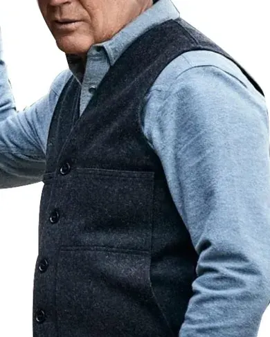 Yellowstone John Dutton Dark Grey Wool Blend Vest