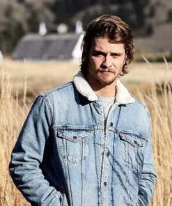 Yellowstone Kayce Dutton Denim Blue Fur Collar Jacket