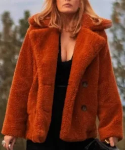 Yellowstone Kelly Reilly Orange Shearling Fur Coat