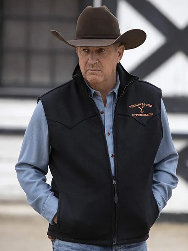 Yellowstone Kevin Costner Wool Black Vest