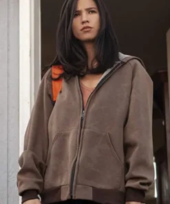 Yellowstone Monica Dutton Hooded Brown Fleece Bomber Jacket