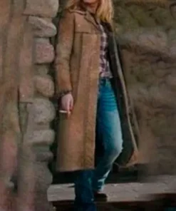 Yellowstone S02 Kelly Reilly Brown Leather Trench Coat
