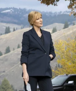 Yellowstone S03 Beth Dutton Suit Fabric Blue Blazer