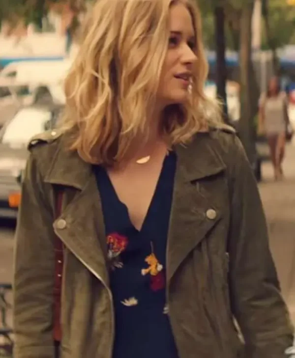 You Elizabeth Lail Suede Green Leather Biker Jacket