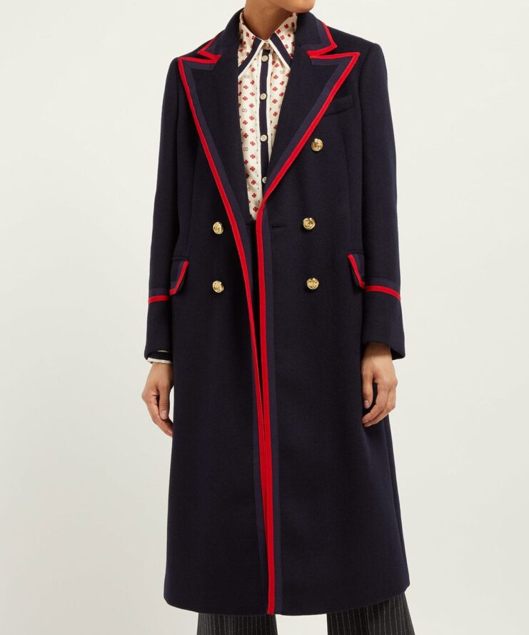 Younger S07 Hilary Duff Blue Double-Breasted Wool Coat