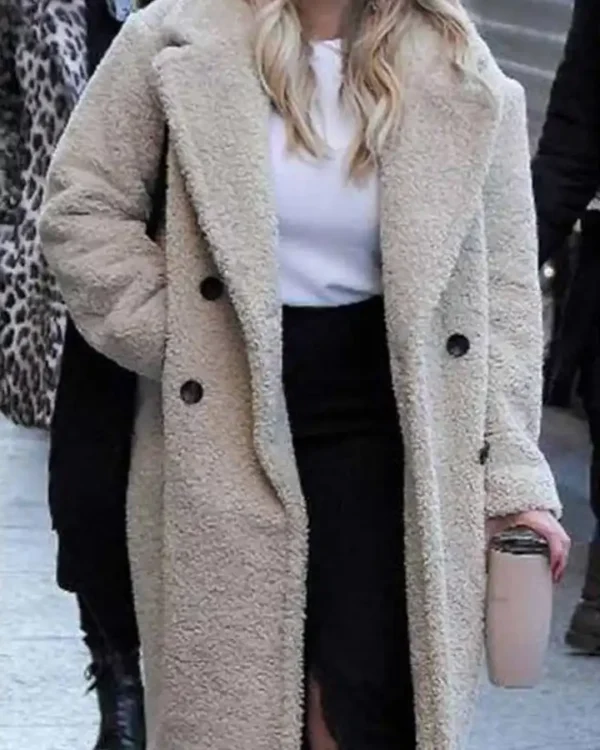 Younger S07 Hilary Duff Sherpa Fabric Beige Coat