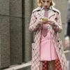 Younger S07 Lauren Heller Pink Checked Wool Trench Coat