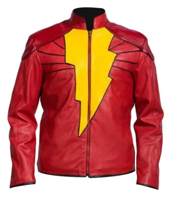 Zachary Levi Shazam Billy Batson Costume Leather Jacket