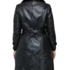 fur collar womens long leather trench coat 2