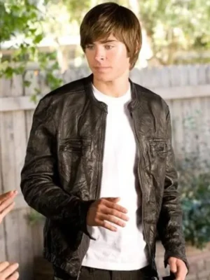 17 Again Zac Efron Black Biker Leather Jacket