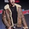 Aaron Taylor-Johnson Comic Con Shearling Leather Jacket For Sale