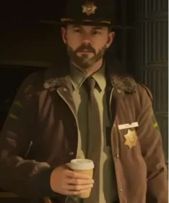 Alan Wake 2 Tim Breaker Shearling Jacket For Sale