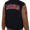 Arkansas Razorbacks Black and Brown Letterman Jacket Back