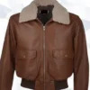 Aviator Fur Collar Leather Jacket