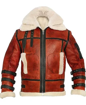 Aviator-Sheepskin-RAF-Mens-B6-Waxed-Bomber-Leather-Jacket