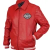 Buy Stegaro Fizz Club Bomber Red Leather Jacket