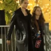 Los Angeles Concert Cara Delevingne Black Leather Coat