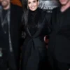 Demi Moore Landman Premiere Black Long Coat front