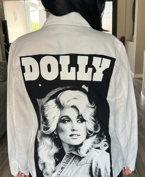 Dolly Parton Vintage White Print Cotton Jacket