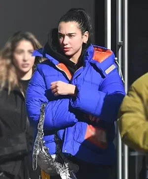 Dua Lipa NYC Blue Puffer Jacket