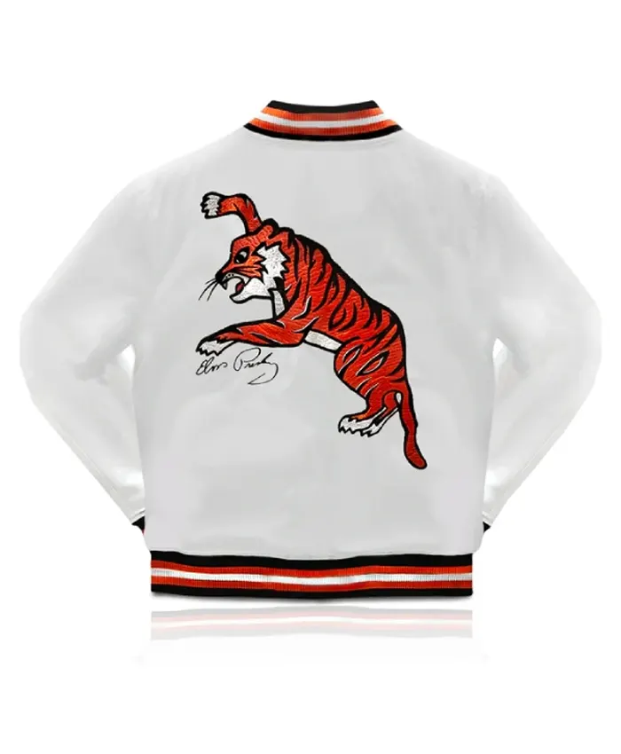 Elvis Presley White Tiger Satin Jacket Back