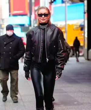 Gigi Hadid Next In Fashion Black leather jacket