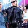 Gigi Hadid Next In Fashion Black leather jacket Side