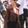 Grand Prix Anya Taylor Joy Brown Leather Jacket For Sale