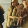 Hailey Bieber LA Concert Fur Jacket Side