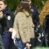 Hailey Bieber LA Concert Fur Jacket Side2