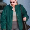 Hailey Bieber Los Angeles Green Bomber Jacket
