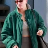 Hailey Bieber Los Angeles Green Bomber Jacket For Sale