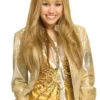 Hannah Montana Miley Cyrus Gold Leather Jacket