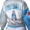 Houston Oilers Zone Blitz Light Blue and Silver Jacket Back