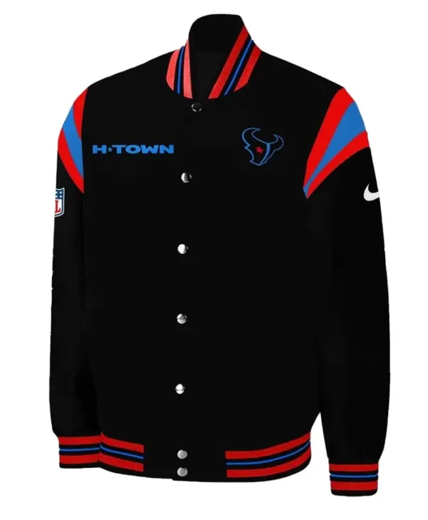 Houston Texans H-Town Teddy Black Satin Jacket
