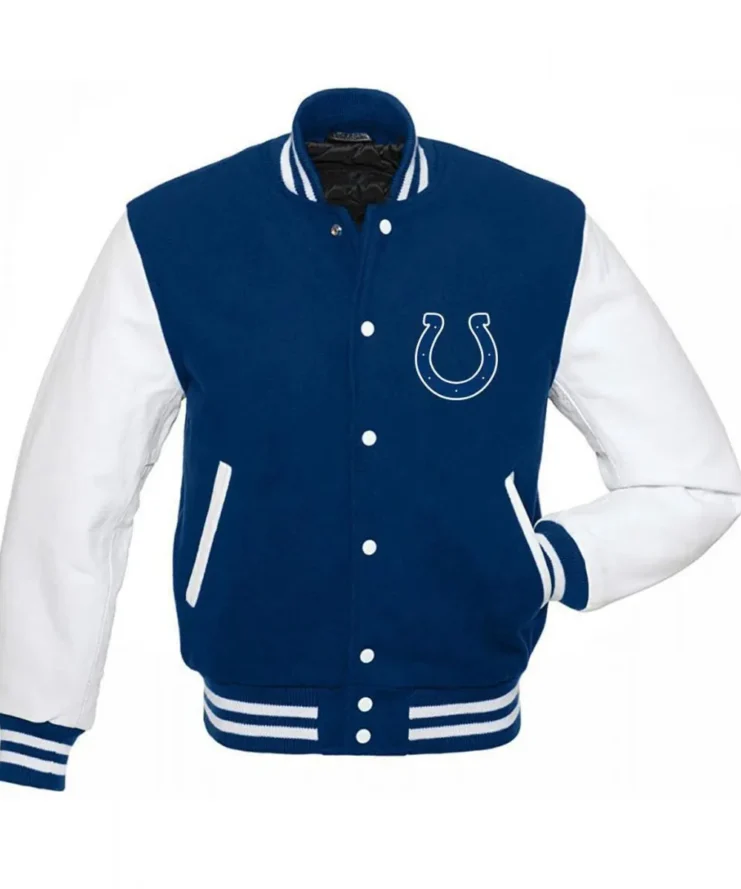 Indianapolis Colts Blue and White Letterman Jacket