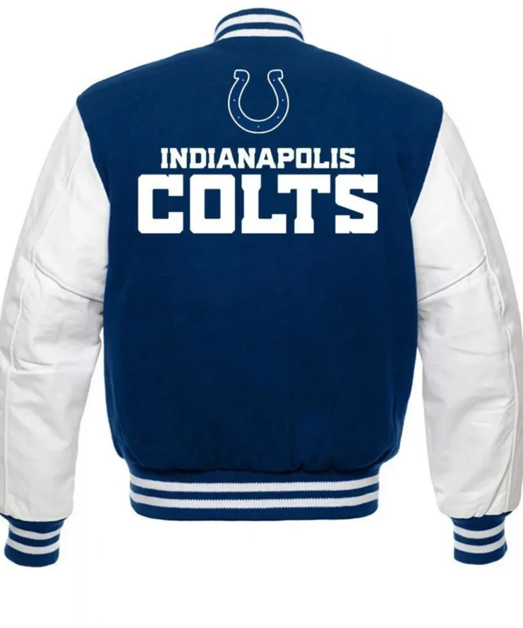 Indianapolis Colts Blue and White Letterman Jacket Back
