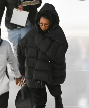 Janet Jackson NYC Black Puffer Jacket Side