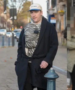 Joe Lycett Black Wool Coat Side