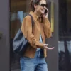 Katie Holmes New York City Suede Jacket Side