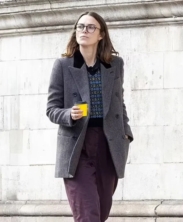 Keira Knightley Tweed Grey Wool Blazer