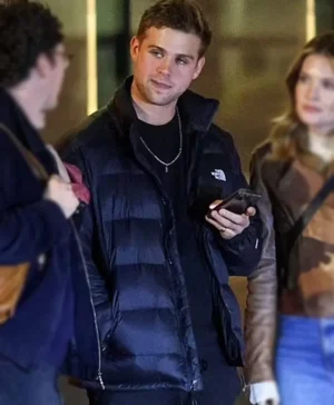 Leo Woodall Black Puffer Jacket Side