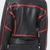 Madonna and Co Stud and Embroidered Black Leather Moto Jacket Back