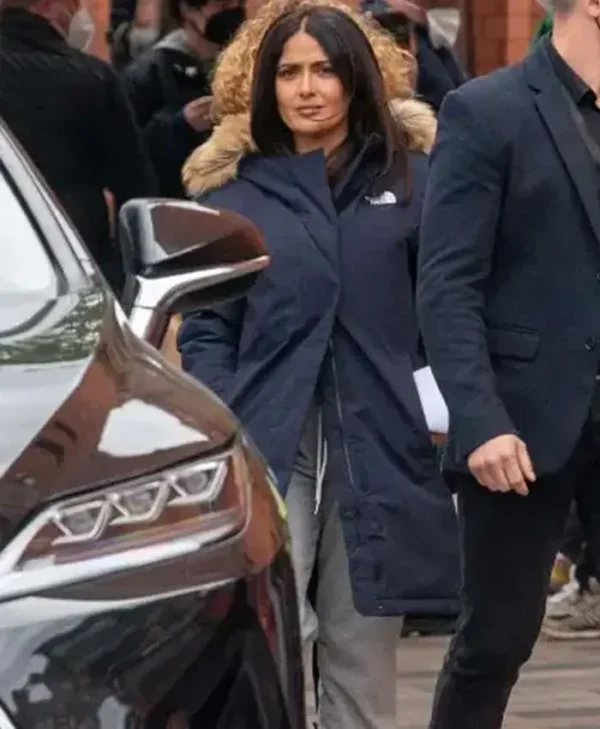 Magic Mike’s Last Dance Salma Hayek Blue Coat