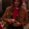 Meet Me Next Christmas Devale Ellis Brown Leather Jacket