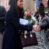 Meghan Markle Double Breasted Long Coat Side