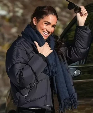 Meghan Markle Whistler Track Black Puffer Jacket Side