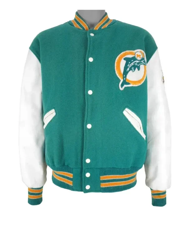 Miami Dolphins 1980s Green Varsity Jacket