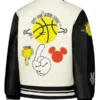 Mickey Mouse Basketball White Varsity Jacket Back